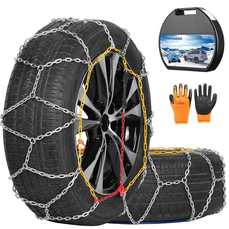 COCO BIRD Snow Chains, Wear-Resistant High Carbon Steel Anti Slip Tire Chain for Passenger Cars, Pickups, and SUVs, Set of 2 (KN100) - Image 1